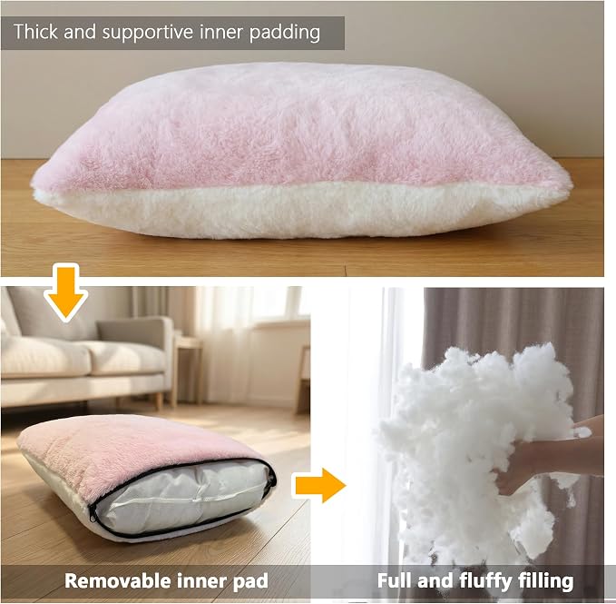 Cat Bed for Indoor Cats，Foldable cat cave，Anti-Slip & Water-Resistant Bottom，cat Houses for Indoor Cats or Small Dogs, Kitten Tent, Rabbit Bed (Pink, L:(17.5"×16.9"×15.9")) - Image 6