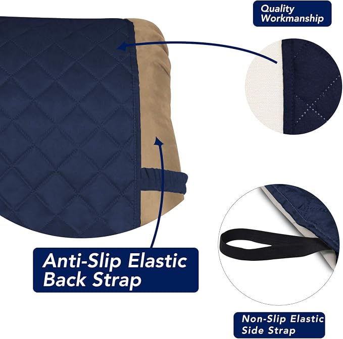 PureFit Reversible Recliner Chair Covers Couch Covers for Dogs, 19 in | Navy/Ivory, Water Resistant Couch Protector, Washable Pet Couch Cover with Non Slip and Elastic Straps For Kids - Image 3