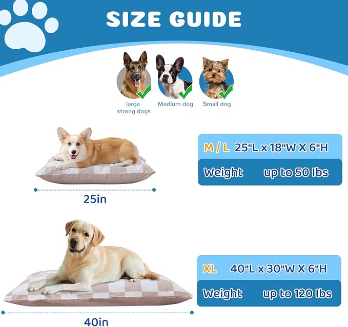 Medium Dog Bed with Removable Washable Cover for Small Dogs Deluxe Plush Dog Crate Beds Comfy Kennel Pad Waterproof Lining and Blue Gel Memory Foam Memory Foam（Brown 30 * 20 * 4in） - Image 4