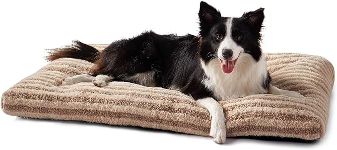 FURTIME Washable Dog Bed Large Sized Dogs, Deluxe Medium Dog Crate Beds | Comfy Fluffy Kennel Pad Anti-Slip Pet Sleeping Mat, Machine Washable Dogs Pillow, 35"x23"x3.5", Brown by FURTIME