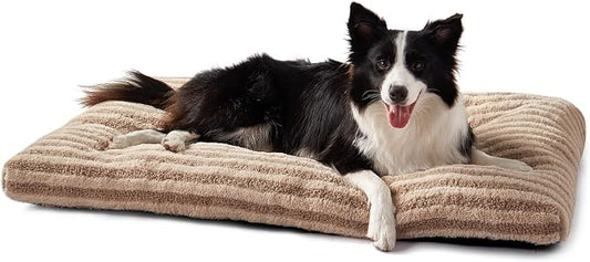 FURTIME Washable Dog Bed Large Sized Dogs, Deluxe Medium Dog Crate Beds | Comfy Fluffy Kennel Pad Anti-Slip Pet Sleeping Mat, Machine Washable Dogs Pillow, 35"x23"x3.5", Brown by FURTIME