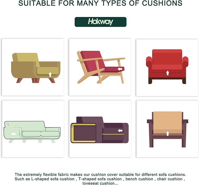 Hokway Stretch Couch Cushion Slipcovers Large Reversible Protector Slipcovers Sofa Cushion Protector Covers(Medium, Frenchblue) - Image 6