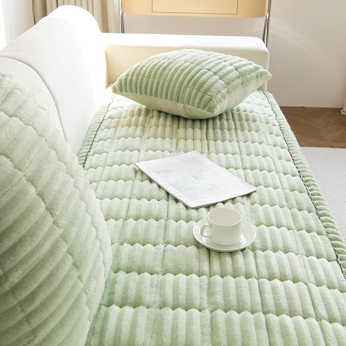 VClife Dog Sofa Cover, Non Slip Sofa Cover Washable, Sage Green, 27.6 X 51 | Soft Fuzzy Couch Cover for 2 Cushion Couch Sofa Pet Friendly, Scratch Resistant Thick Furniture Protector for Sectional Sofa - Image 7