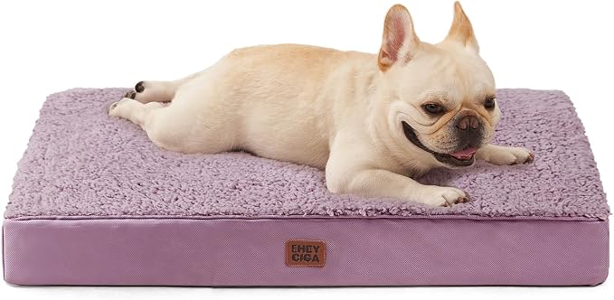 EHEYCIGA Orthopedic Dog Bed Medium with Removable Washable Cover, 30x20 | Egg Crate Foam Support, Durable Oxford fabric, Non-Slip Bottom, Machine Washable, Soft Waterproof Plush Pet Bed Mat For Crate by EHEYCIGA