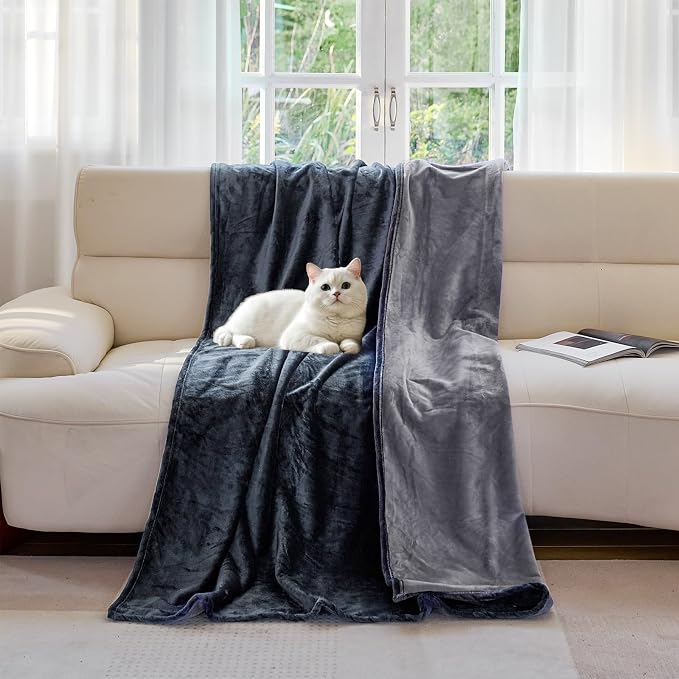 Waterproof Blanket for Bed Sofa, 60"x40" Leakproof, Slate Grey/Cool Grey | Scratch-Resistant Leakproof Pet Throw Blanket Machine Washable Reversible - Image 5