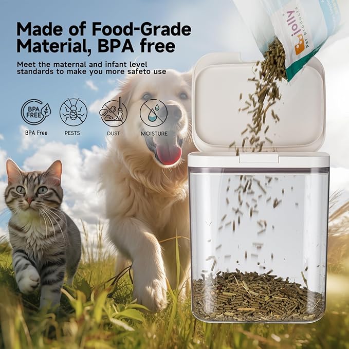 LivLab Mker Dog Food Storage Container 5 lbs Airtight Pet Food Storage Containers with Lids, Cat Food Container, BPA Free, Rice Container, Flour Dispenser(6 lbs), white - Image 4