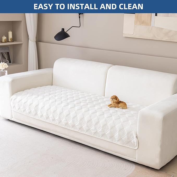 Eismodra Sectional Couch Covers,L Shape Sofa Slipcover Furniture Protector for Dogs Cats Pet Chaise Lounge 3 Cushion Couch Loveseat,White 36 x 94 inches (Only 1 Piece) - Image 7