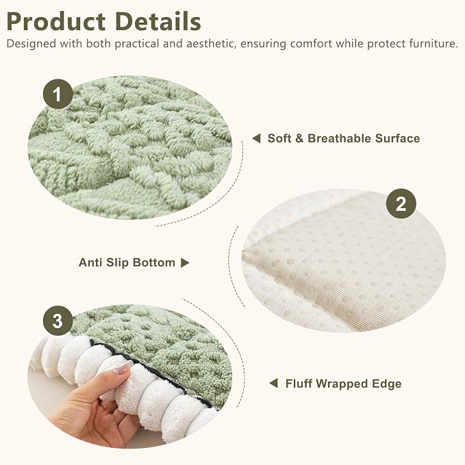 DREAMINGO Couch Cover for Dogs Washable - Fuzzy Sofa Covers Pet Friendly 27.6"x82.7", Soft Non Slip Pet Couch Cushion Protector Dog Bed Mat in Green - Image 3