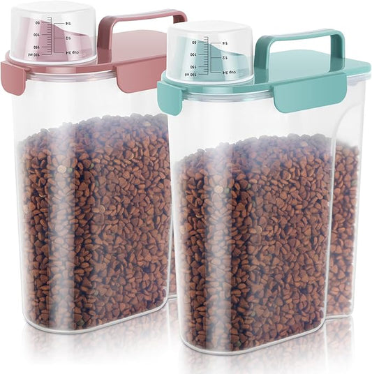 LEAWALK 5Lbs/6Qt Airtight Pet Storage Container For Cat Dog Bird Food and Keep Fresh, Translucent Body, Upgraded Large Nozzle for Easy Pouring With Handle Design Easy to Carry When Going 2pack by LEAWALK