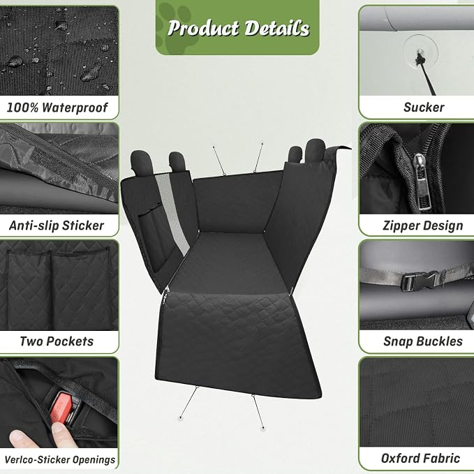 Shademax Custom for 2021-2025 2026 Nissan Rouge Rear Seat Pet Cover Rouge Accessories Car Dog Seat Cover for Back Seat Pet Mat Waterproof Scratchproof Hammock with Mesh Window & Headrest Protector - Image 4