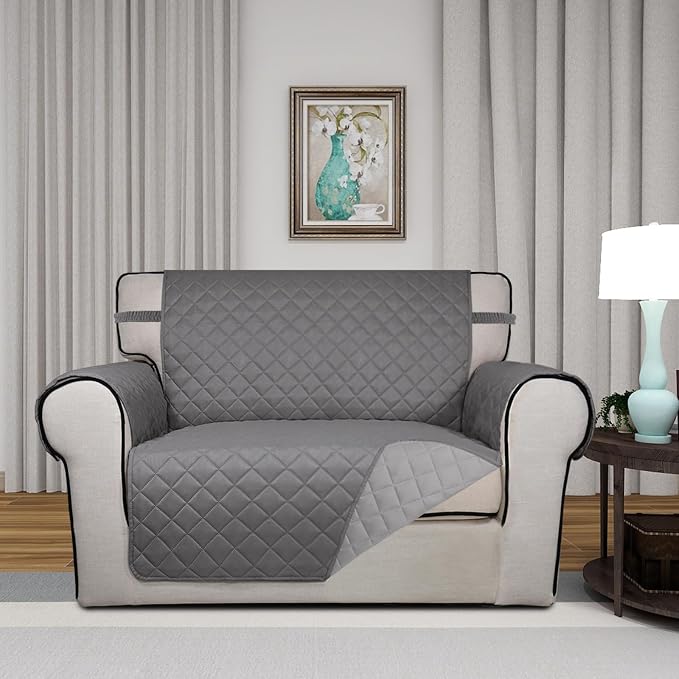 PureFit Reversible Quilted Sofa Cover Dog Couch Covers for Sofa, 28 in | Gray/Light Gray, Water Resistant Couch Protector, Washable Pet Couch Cover with Non Slip and Elastic Straps For Kids - Image 2