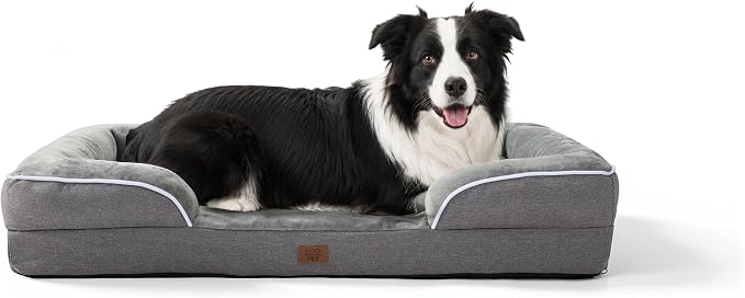 EGOHOME Orthopedic Dog Bed with Sides for Large Dogs 36x27x6.5in Grey | Water Resistant Egg Crate Foam Dog Couch with Removable Washable Cover & Non-Slip Bottom, Comfort Support Pet Sofa by Unknown