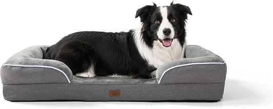 EGOHOME Orthopedic Dog Bed with Sides for Large Dogs 36x27x6.5in Grey | Water Resistant Egg Crate Foam Dog Couch with Removable Washable Cover & Non-Slip Bottom, Comfort Support Pet Sofa by Unknown