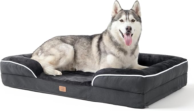 EGOHOME Orthopedic Dog Bed with Sides for Large Dogs 41x27x6.5in Black | Water Resistant Egg Crate Foam Dog Couch with Removable Washable Cover & Non-Slip Bottom, Comfort Support Pet Sofa by Unknown