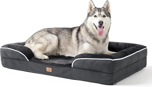 EGOHOME Orthopedic Dog Bed with Sides for Large Dogs 41x27x6.5in Black | Water Resistant Egg Crate Foam Dog Couch with Removable Washable Cover & Non-Slip Bottom, Comfort Support Pet Sofa by Unknown
