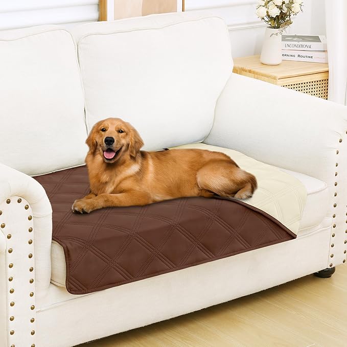 Smiry Waterproof Dog Bed Cover, Reversible Pet Blanket for Sofa Couch | Soft Washable Dog Blanket, Leakproof Couch Cover for Dogs Cats & Furniture Protection, 30x53, Brown/Beige by Smiry