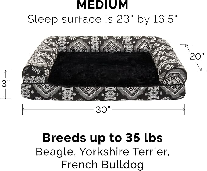 Furhaven Replacement Dog Bed Cover Plush & Southwest Kilim Décor Sofa-Style, Machine Washable - Black Medallion, Medium - Image 3