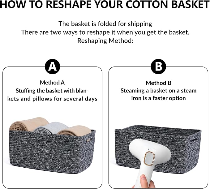 MiniArk Large Storage Baskets for Organizing, 17 x 13 x 7.5” Closet Shelf Baskets for Clothes Blanket Towels, Baby Nursery, Toy Bins Box, Woven Rope Baskets, 4 Packs Dark Gray - Image 7