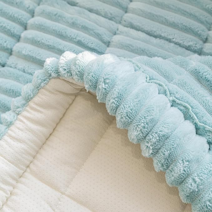 vctops Striped Couch Cover Super Soft Corduroy Sectional Sofa Cover Washable Non Slip Sofa Slipcover Furniture Protector for Kid Dog Pet,1 Piece (Blue,27"x59") - Image 7