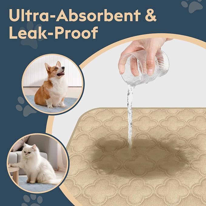 FunFurry Washable Guinea Pig Cage Liner - 2 Pack Reusable Washable Pee Pads，Waterproof Guinea Pig Bedding for Small Animal - Rabbit Bunny Hamster Puppy (Cream, 24" X 47" - 2 Pack) - Image 3