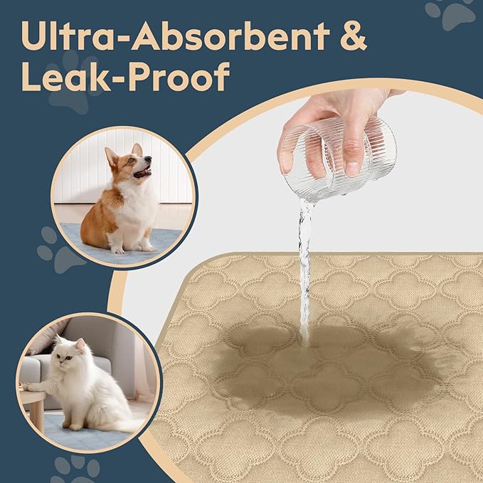 FunFurry Washable Pee Pads for Dogs - 2 Pack Reusable Waterproof Puppy Training Pads, Super Absorbent with Dog Paw Shape Non-Slip Backing (Cream, 24" X 36" - 2 Pack) - Image 3