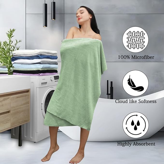 Extra Large Bath Towels Set 35x70 Inches - Green Luxury 600 GSM Oversized Bath Sheet Towel,Ultra Soft Microfiber - Quick Dry,Highly Absorbent Shower Towels Spa Hotel Bathroom Towel Set (4-Pack) - Image 3