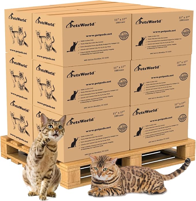 PetsWorld Universal Fit Multi-Cat Pad Refills for Litter Box, Fresh Scented, Ultra-Absorbent, Odor Control, Pack of 1200 by PETSWORLDsupplyforpets