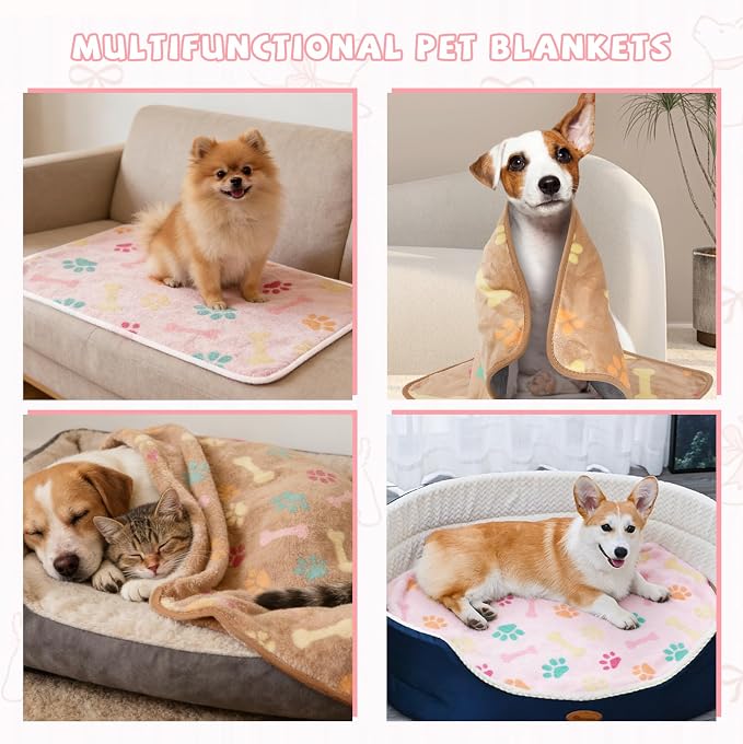 YUEPET 2 Pack Waterproof Dog Blankets, Puppy Blankets for Small Dogs & Cats | Machine Washable, Waterproof Inner Layer, Sofa Bed Cover, Reversible Fleece, 23 x 16 in, Small Dogs and Cats, Pink Brown - Image 5