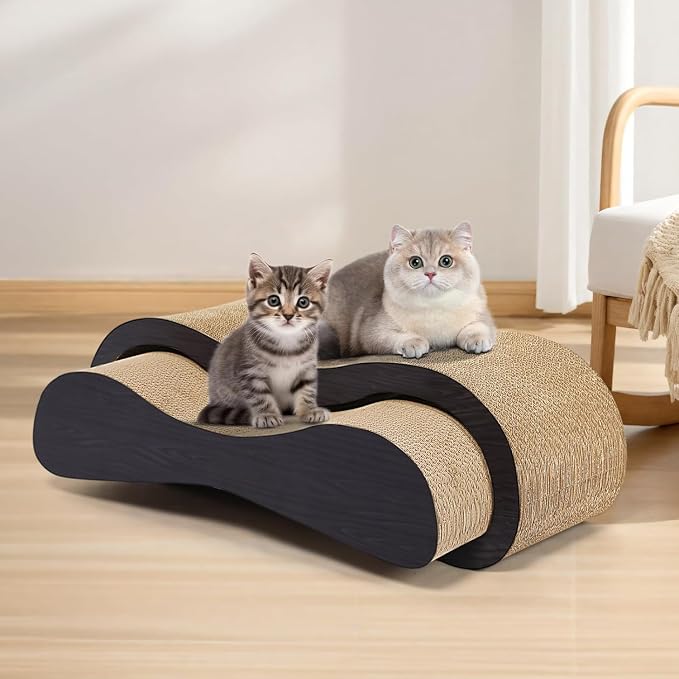 Simple Delxue 2 in 1 Large Cardboard Cat Scratcher Lounger，Cat Scratching Board for Indoor Cats,100% Recyclable&Reversible Horizontal Scratching Pads Prevents Furniture Damage,Brown - Image 7