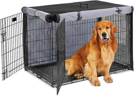Dog Crate Cover 1200D Heavy Duty Polyester Built-in Anti-freezing Felt | for 48 inch Wire Dog Cage Winter Indoor Outdoor Protection,Waterproof Frostproof Large Dog Kennel Covers - Only cover (Black) by Unknown