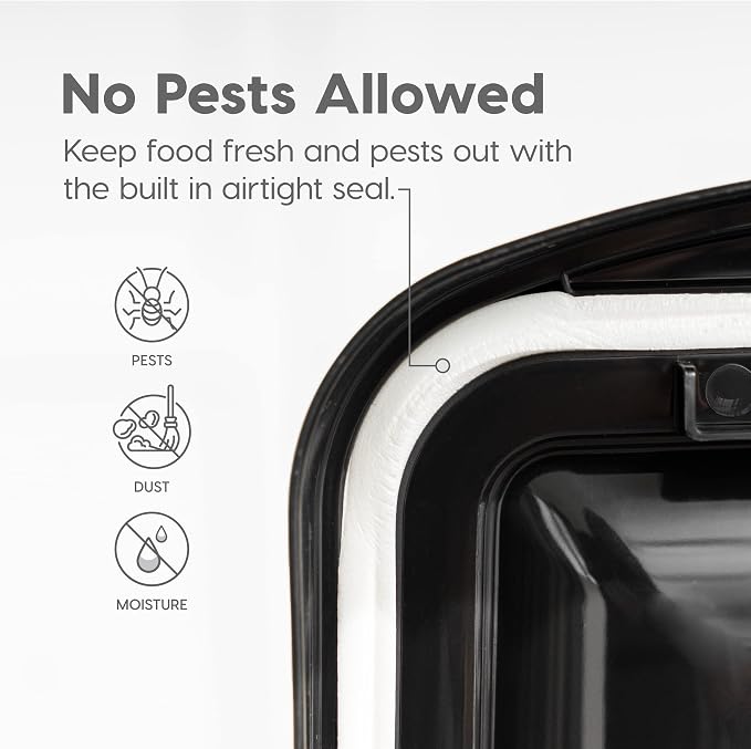 IRIS USA Airtight Dog Food Storage Container, WeatherPro, Up to 50 lbs, Removable Wheels, for Dog Cat Bird and Other Pet Food Storage Bin, Keep Fresh, Translucent Body, Made in USA, Clear/Black - Image 5