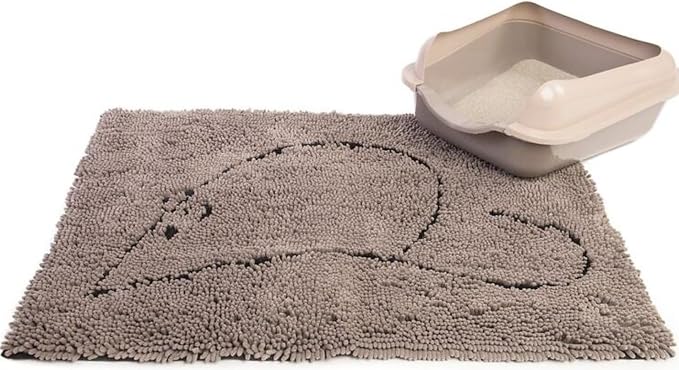 Dog Gone Smart Cat Litter Mat - Super Absorbent Microfiber - Plush Surface Traps Litter, Dirt & Moisture - Washable, Non Slip - Built with Double Basting & Stitching for Lasting Use - Grey, 35 x 26 In - Image 4