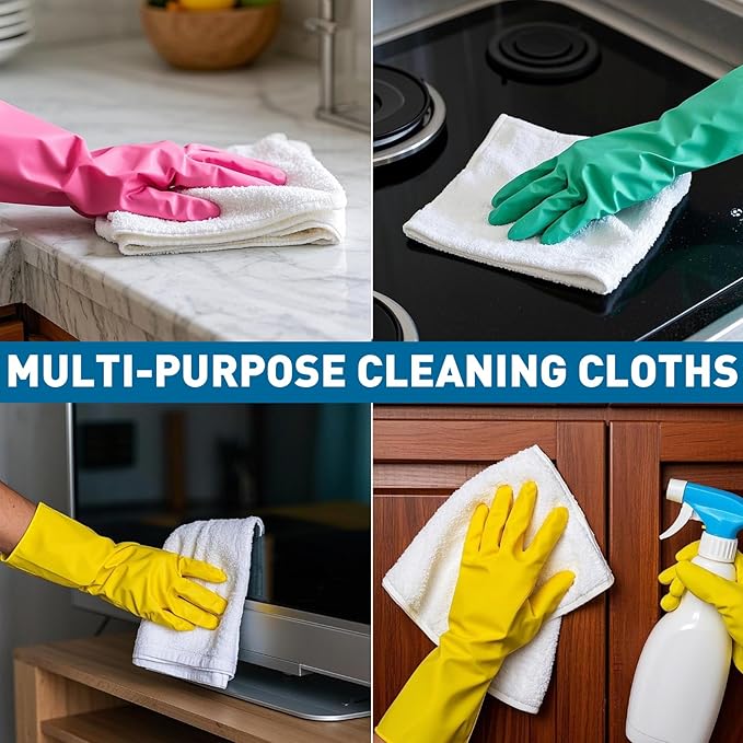 TEAWOO White Microfiber Cleaning Cloths Bulk-400 Pack, Cleaning Rags White | Microfiber Towels Bulk, Towels for Cars,(12x12 inches) - Image 5
