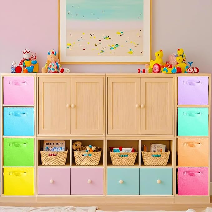ShellKingdom Storage Bins, Foldable Fabric Storage Cubes, 8 Pack, 8 Colors | Cloth Organizer Drawer For Closet And Toys, 13 X 13 X 13 INCH, (Mix Colors) - Image 3