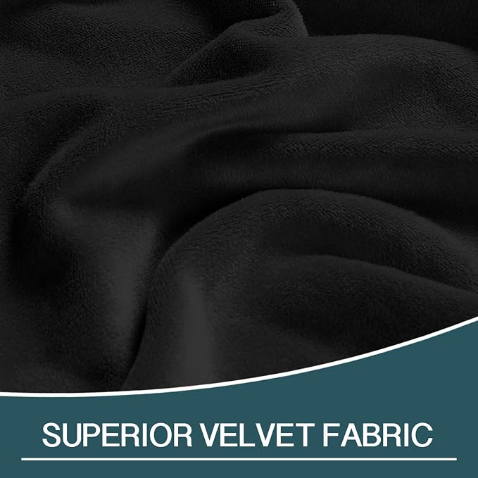 FantasDecor Chaise Lounge Velvet Luxury Covers for Living Room Indoor Stretch Slipcover for Chaise Lounge Ultra Soft Machine Washable, Black - Image 3