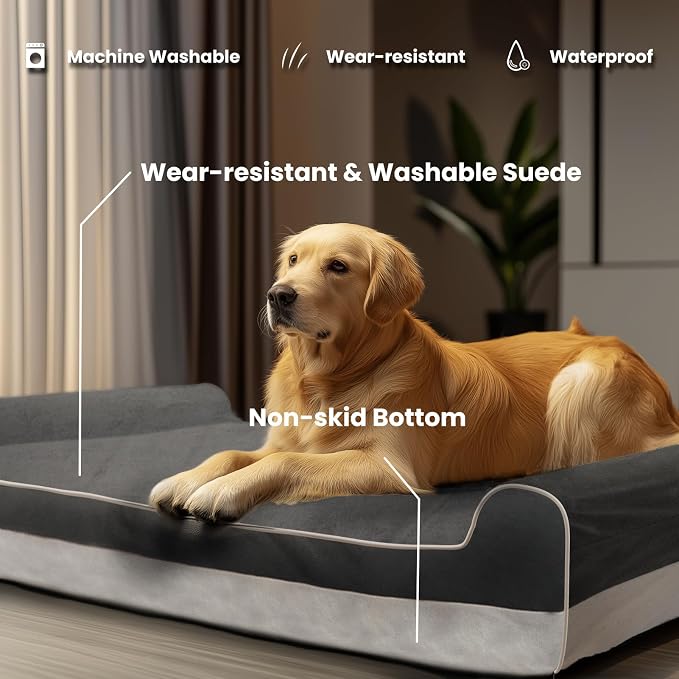 Laifug Orthopedic Dog Beds for Large Dogs,7" Memory Foam Dog Beds,Durable Water Proof Liner Removable and Washable, Nonskid Bottom, Grey 50"x36"x10" - Image 2
