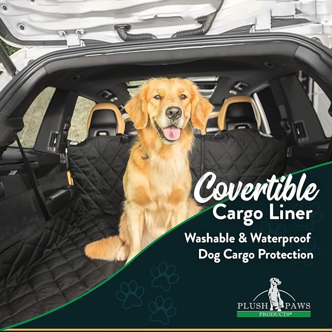 Plush Paws Products Convertible Cargo Liner | Diamond Stitching | Washable & Waterproof Dog Cargo Protection | Cover Car, Truck, & SUV | Nonslip, Tear Resistant Pet Cargo Cover | Regular Black - Image 3