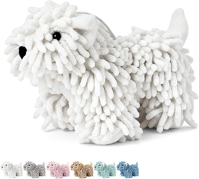 Tegeme 1 Pcs Chenille Dog Hand Towel Fuzzy Towel Absorbent Microfiber Soft for Bathroom Kitchen Washstand (White,Standing Dog) by Tegeme