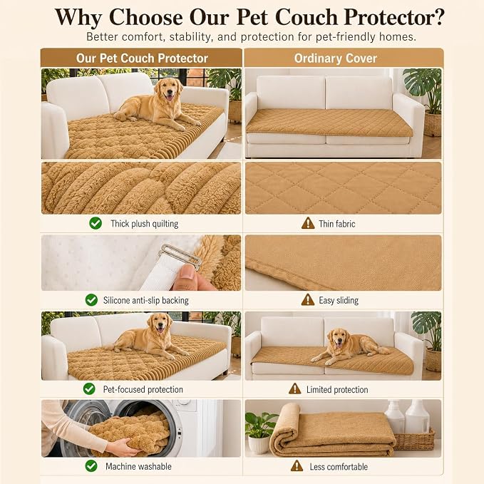 NILUOH Couch Cover for Dogs Washable, Non Slip Furniture Protector for Pet | Suitable for Leather & Fabric Loveseat/Small Couch, Prevents Pet Hair, Scratches & Stains, Pet Friendly, 27.6"x59" - Image 5