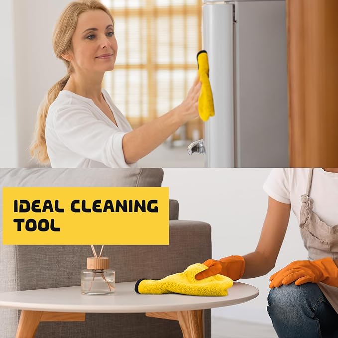 Tallew 60 Pcs Yellow Microfiber Towels: 16"x16" Microfiber Drying Towels Bulk Micro Fiber Car Cleaning Cloth for Cars Drying Washing Polishing Cleaning Household Supplies - Image 5