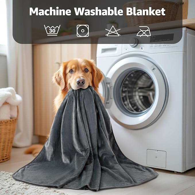 LOOBANI Waterproof Blanket for Queen Bed, Reversible Soft Flannel, 80"x90" | Waterproof Dog Blankets for Large Dogs, Spill-Proof Couch Cover for Family Movie Nights, Camping, Travel, Noise Free, Grey - Image 9