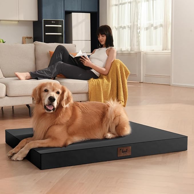 Large Waterproof Orthopedic Dog Bed with Egg Crate Foam | Fits 42x28 Crates, TPU Waterproof Layer, 1680D Washable Oxford Cover, Portable Handle, Indoor & Outdoor Use, Up to 80 lbs - Image 5