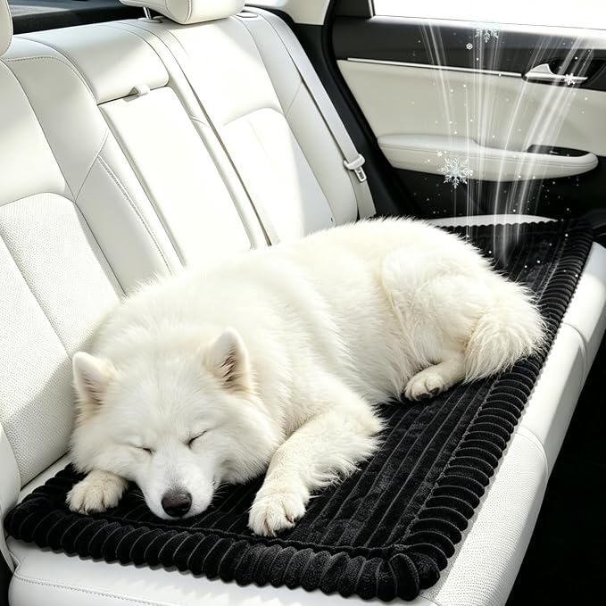 Non-Slip Dog Car Seat Cover for Back Seat, Washable Dog Bed for Car | Black Flannel Pet Bed Mat, Waterproof Bottom, Seat Protector for Cars, Fits Backseat Extenders&Hard Bottom Dog Car Seat Cover by ZHAOGIEBOND