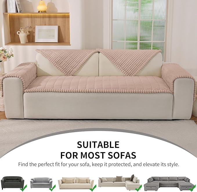 Couch Cover for Dogs,Washable Non-Slip Pet Friendly Sofa Protector | Thick Flannel Sofa Cover,Nonslip, Washable,Anti-Pilling,Pet Friendly,for Dogs & Cats,Cozy Protect Against Fur,27.6" x 70.9" - Image 6