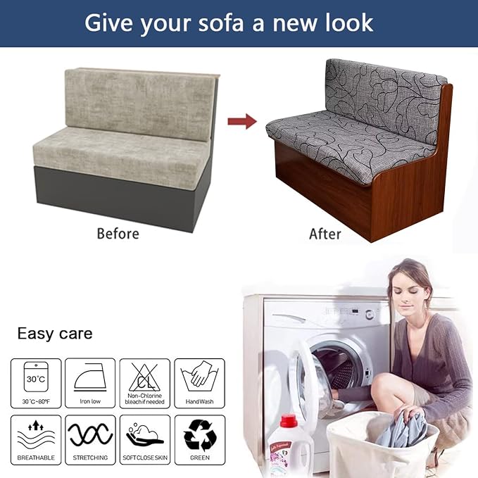 NILUOH RV Dinette Cushion Covers Waterproof Couch Cushion Slipcovers Stretch Camper Cushions Cover Replacement Sofa Slipover for Travel Trailer Couch Includes 2 Backrest Cover & 2 Bench Cover,03 - Image 6