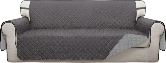 ISSUNTEX Double Protection 100% Waterproof Sofa Covers for Living Room, Reversible Couch Covers for 3 Cushion Couch Sofa, Furniture Protector Sofa Cover for Pets (X Large, Gray/Light Gray) by ISSUNTEX