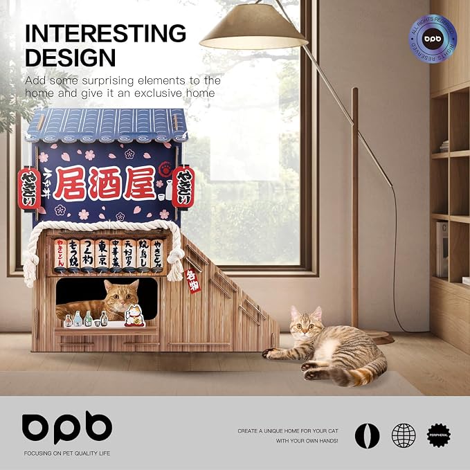 Cardboard Cat House for Indoor Cats,Cat Bed with Cat Toys,Cat Tunnel with Cat Scratching Posts,Large Cat Houses & Condos,Suitable for Kitty of All Weights(29.5inx28.5inx18in) - Image 7