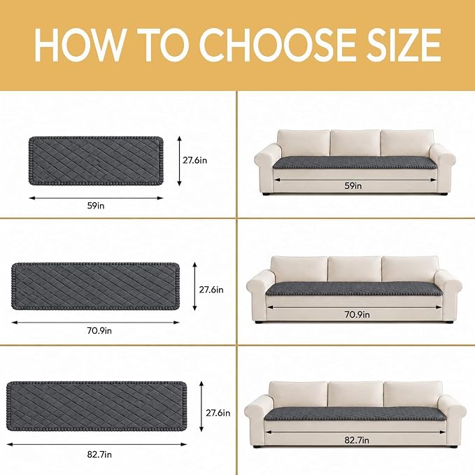 Deep Dream Pet Couch Covers for Dogs Washable, Fuzzy Couch Covers for 3 Cushion Sofa Pet Friendly, Non Slip Sofa Cover (Dark Grey, 27.6" x 59") - Image 7