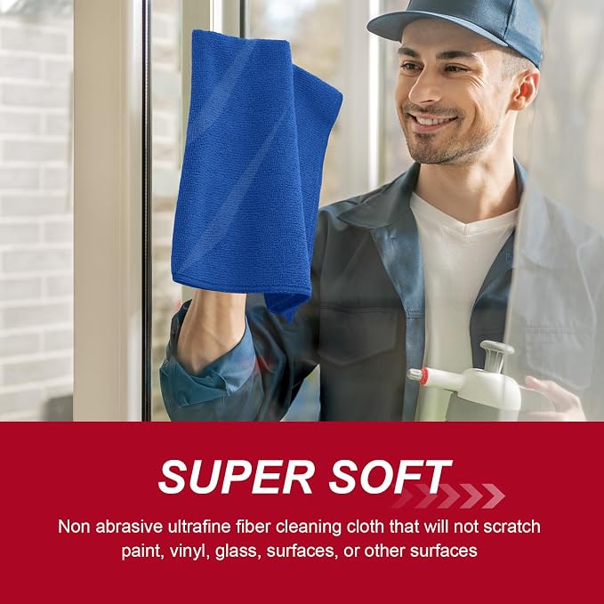Oudain 200 Pcs Microfiber Cleaning Cloth 16x16 Inch Microfiber Towels for Car Ultra Absorbent Cleaning Rags Reusable Lint Free Streak Free Detailing Towel for Car Washing Drying Dusting (Dark Blue) - Image 4
