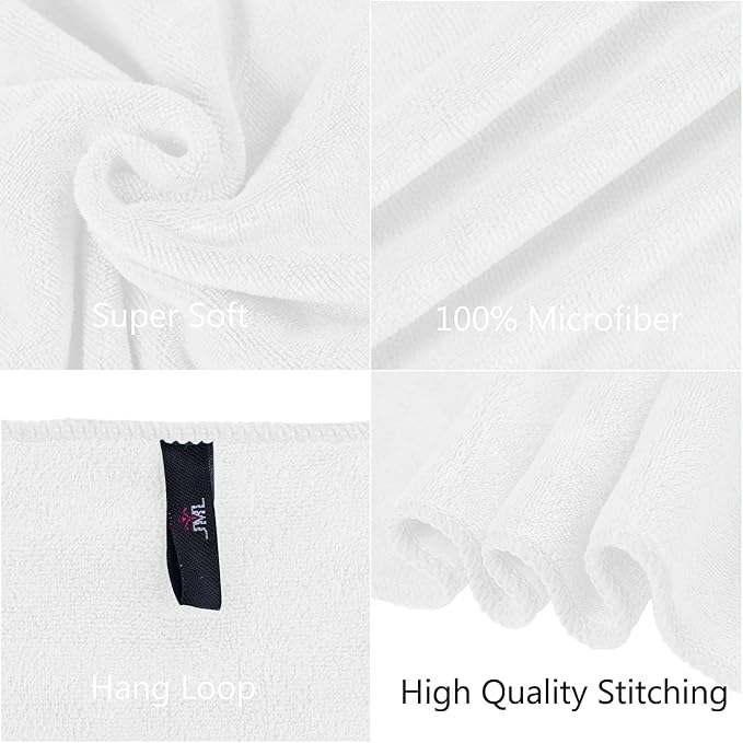 JML Microfiber Bath Towels Set, 6 Pack (30" x 60") | Hanging Loop, Soft, Extra Absorbent, Quick Dry as Spa, Sauna, Salon Hair Wrap - Image 5